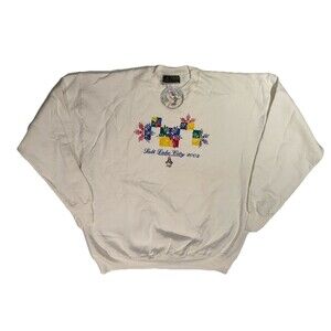 Vintage Salt Lake City Olympics Sweatshirt Mens XL White Winter USA 2002 NWT y2k
